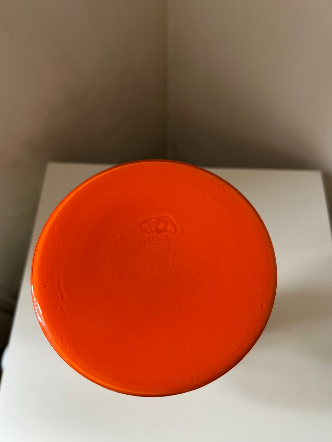 Orange glass vase 1970
