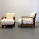Fauteuils en peau de mouton Art Déco