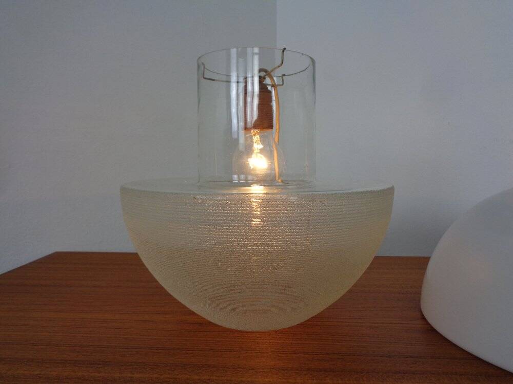 Two-Piece Opal Glass Table Ball Lamp, Italy, 1960s