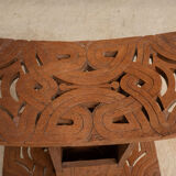Pair of oriental stools in openwork carved wood
