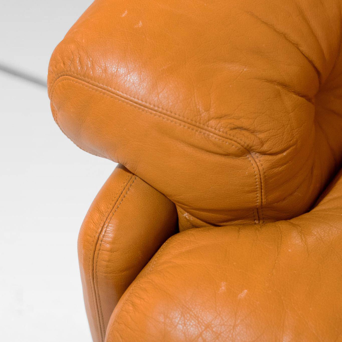 1970 Vintage Coronado Brown Leather Armchairs by Tobia Scarpa for C&B Italia