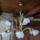 9-light gold metal foliage chandelier