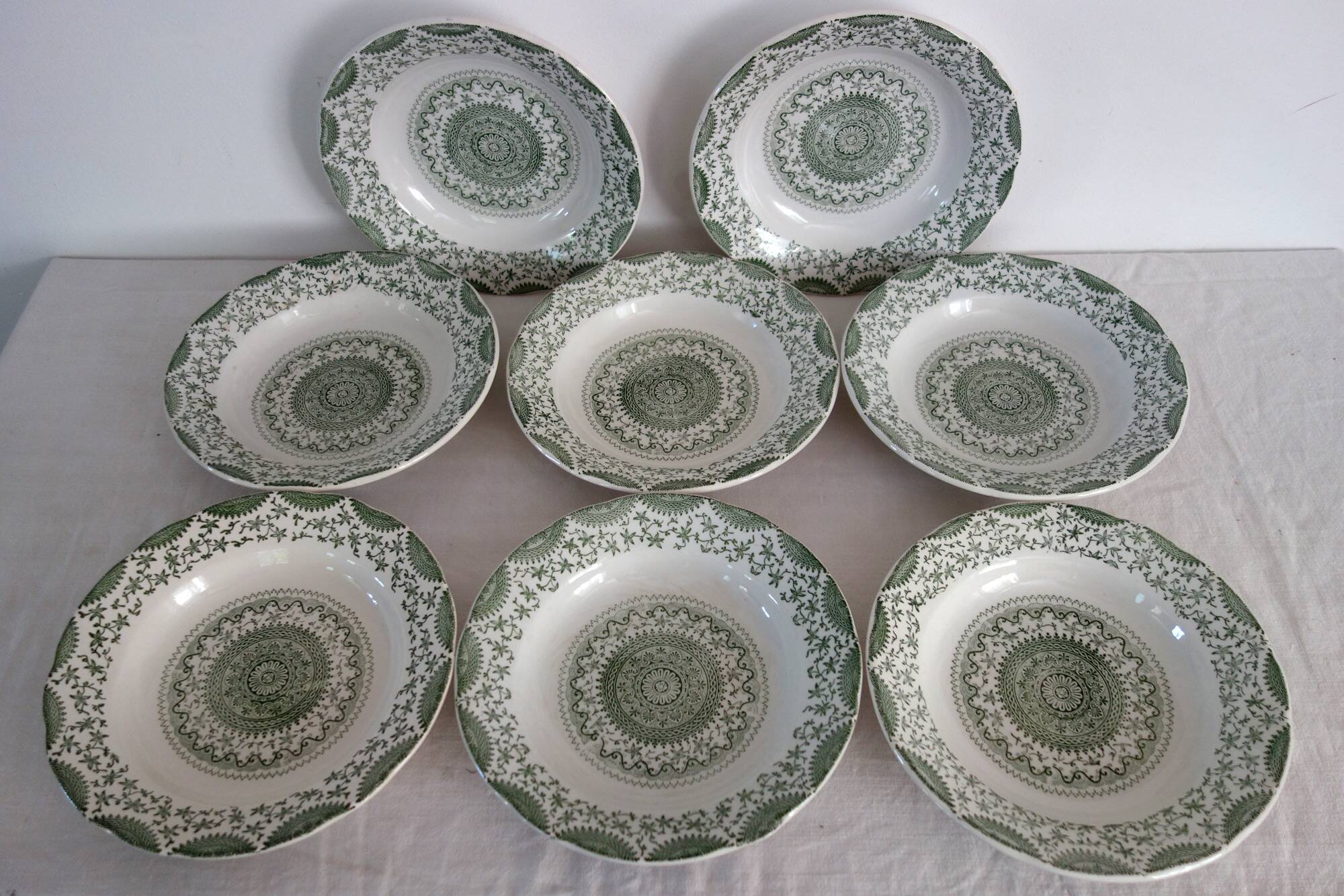 8 deep plates Fine Ware pottery