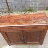 Low Parisian sideboard in solid wood 2 doors 2 drawers art deco handles