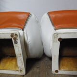 rare bucket chair set with vintage footrest