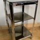 1970s sofa end harness in chromed metal, 3 removable shelves smoked mirrors (available)