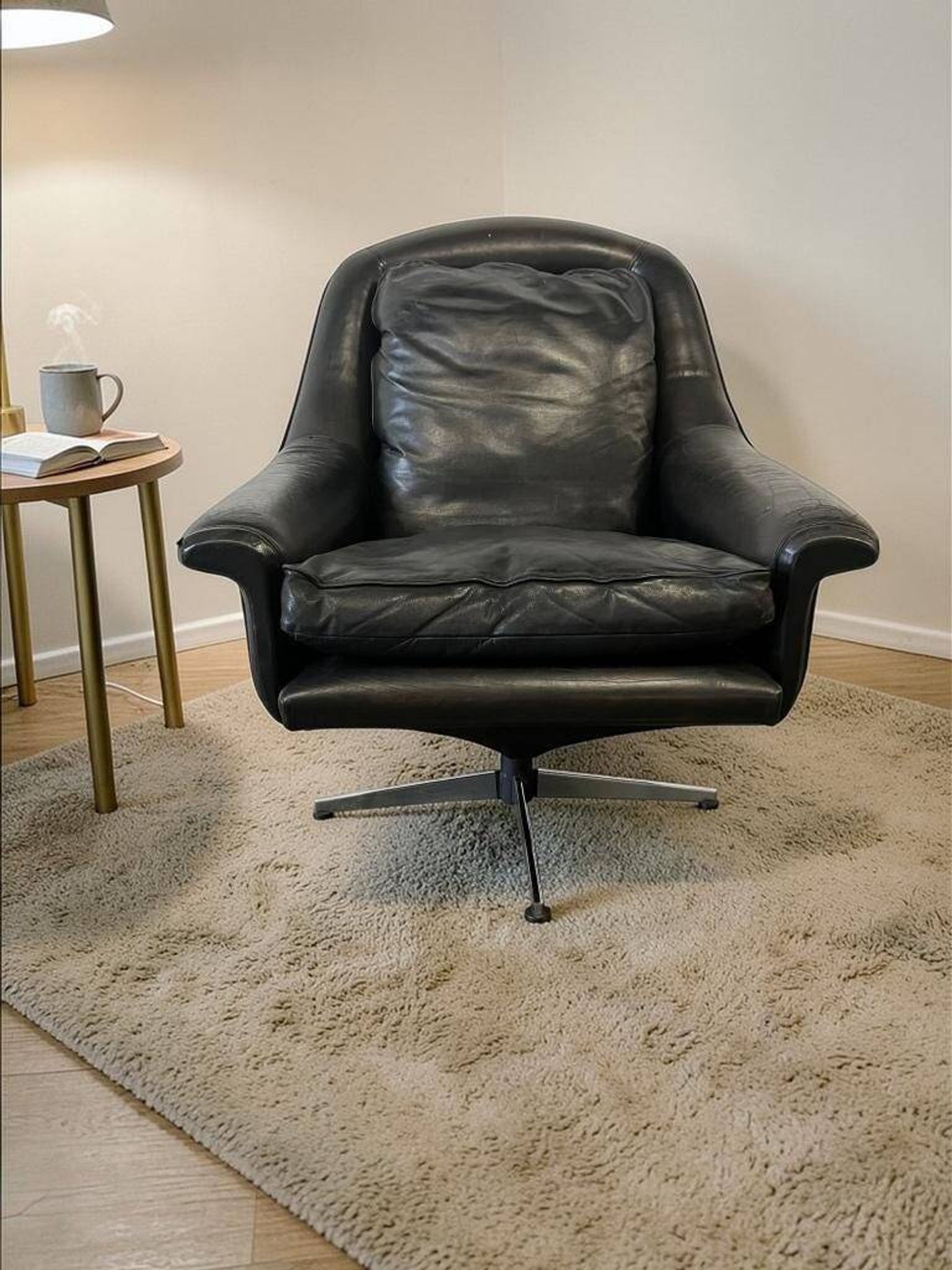 Vintage black Danish armchair / single armchair / ESA lounge chair