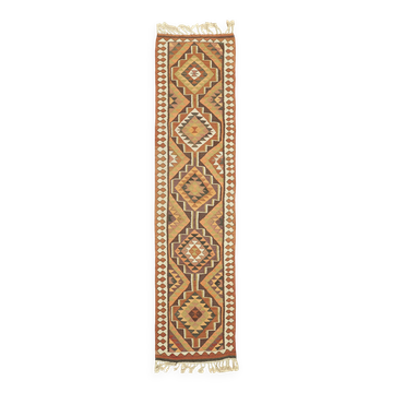 Turkish Handwoven Vintage Herki Kilim 86 cm x 340 cm