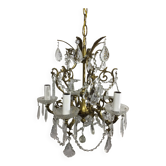 5 light bronze and crystal chandelier
