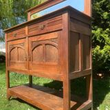 Antique solid wood sideboard with mirror — Art Nouveau style