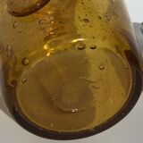 Amber bubbled glass jar La Rochère