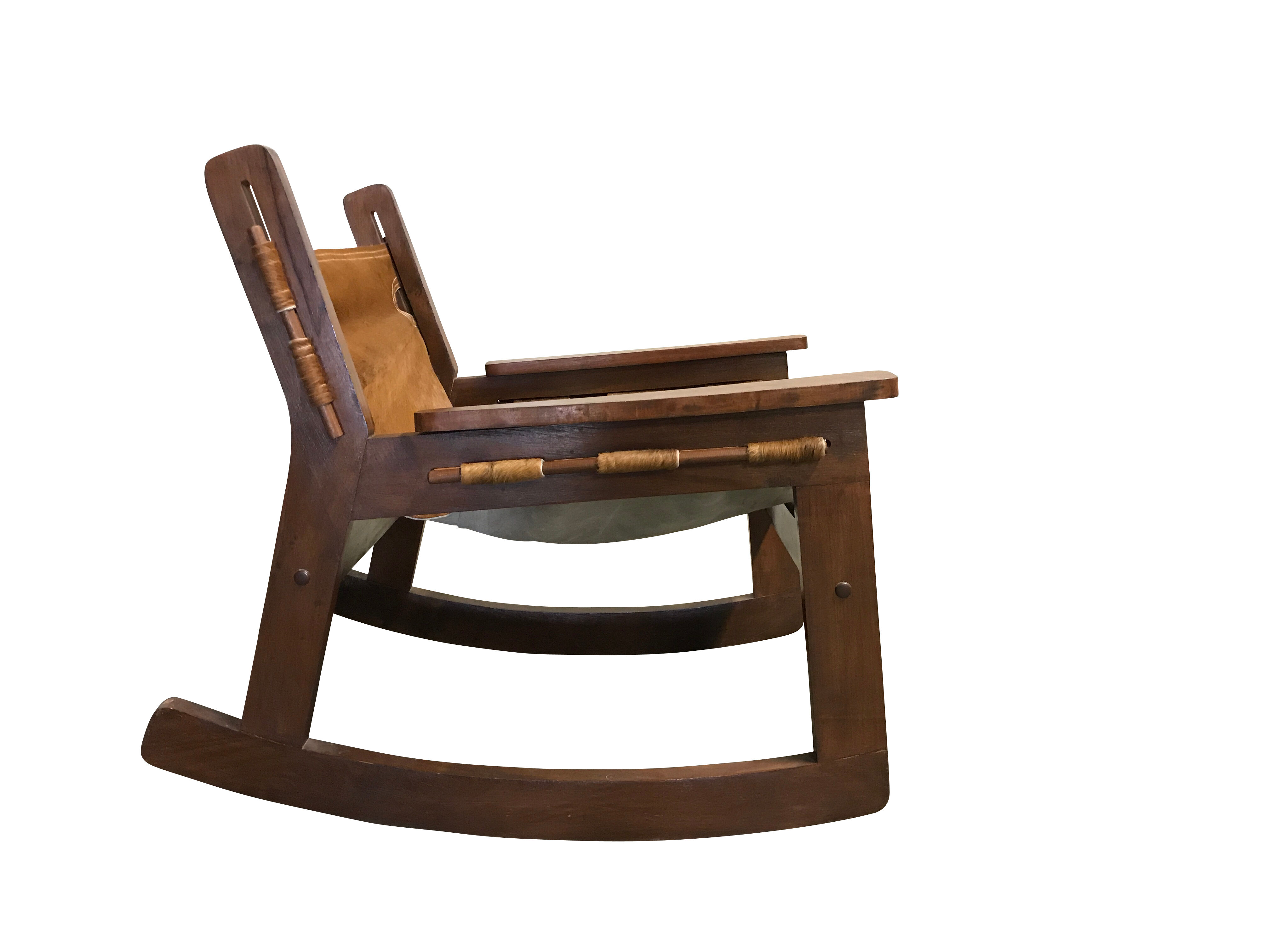 Vintage brazilian cowhide rocking chair, 1950s