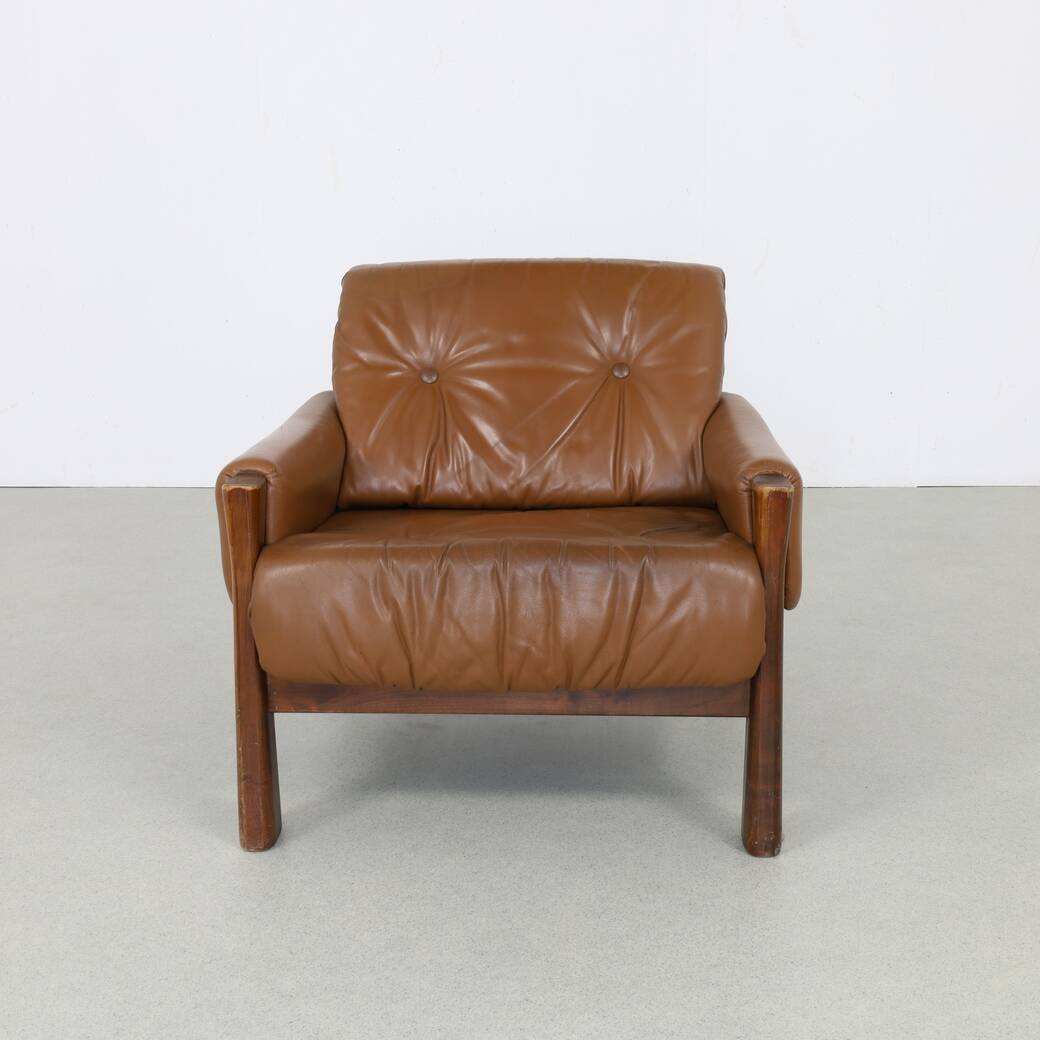 Brazilian Leather Lounge Chair, 1970s