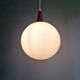 Scandinavian teak and white satin glass pendant light, 1960s