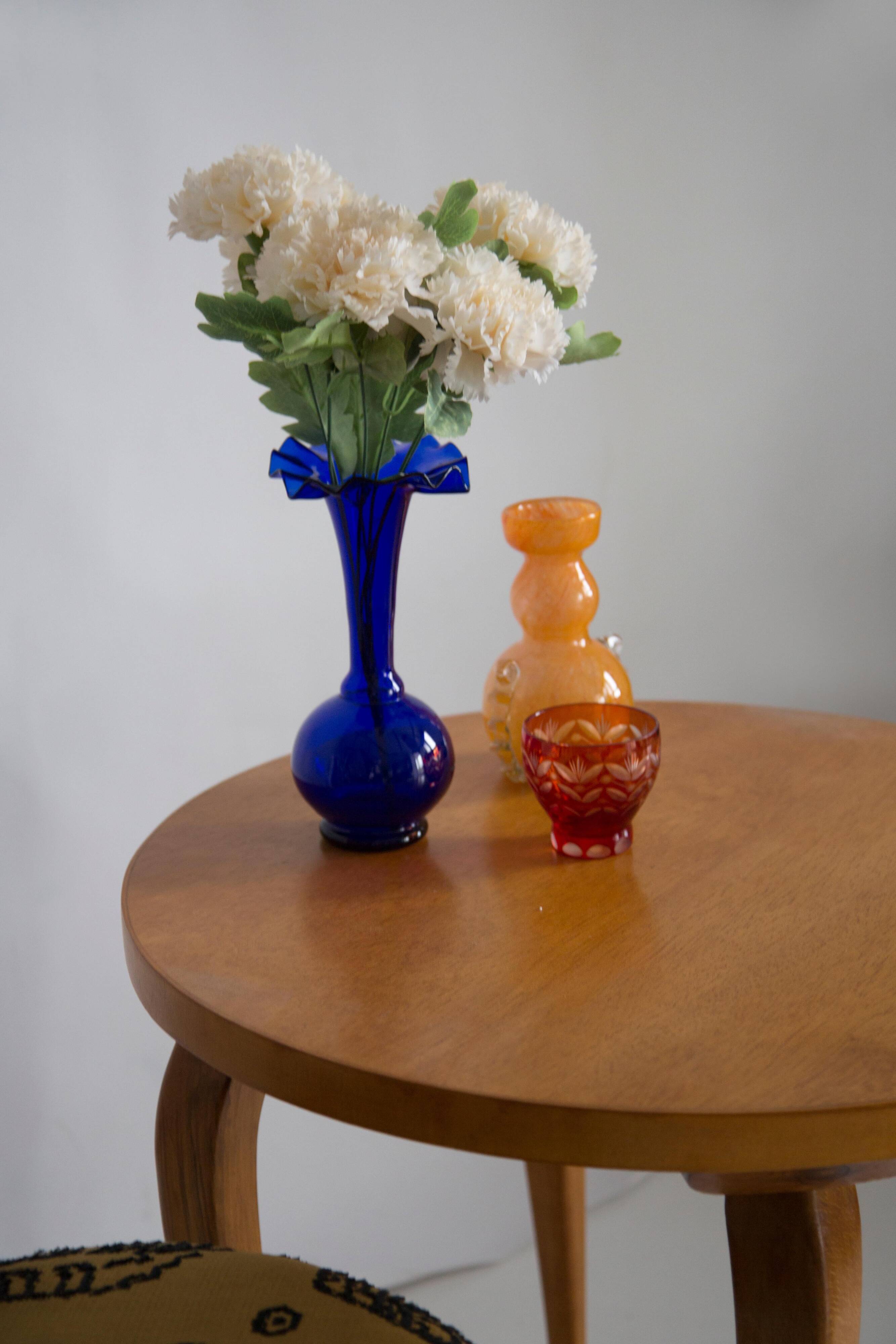 Blue mid-century vase with frills, Europe, 1960s