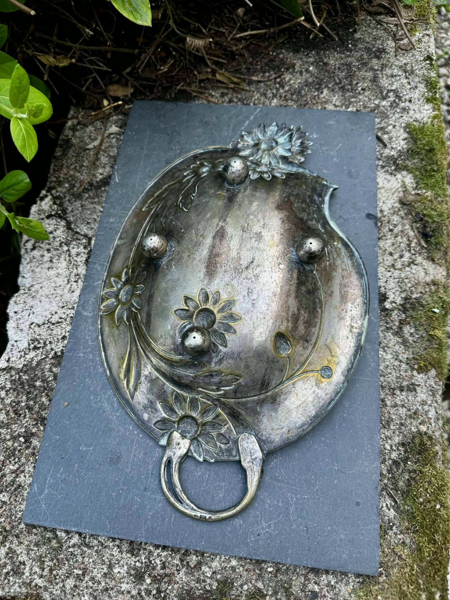 Brass pedestal plate signed WMF Jugendstil Art Nouveau