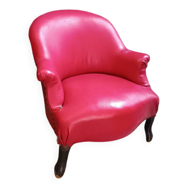 Fauteuil crapaud cuir rouge