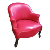 Fauteuil crapaud cuir rouge