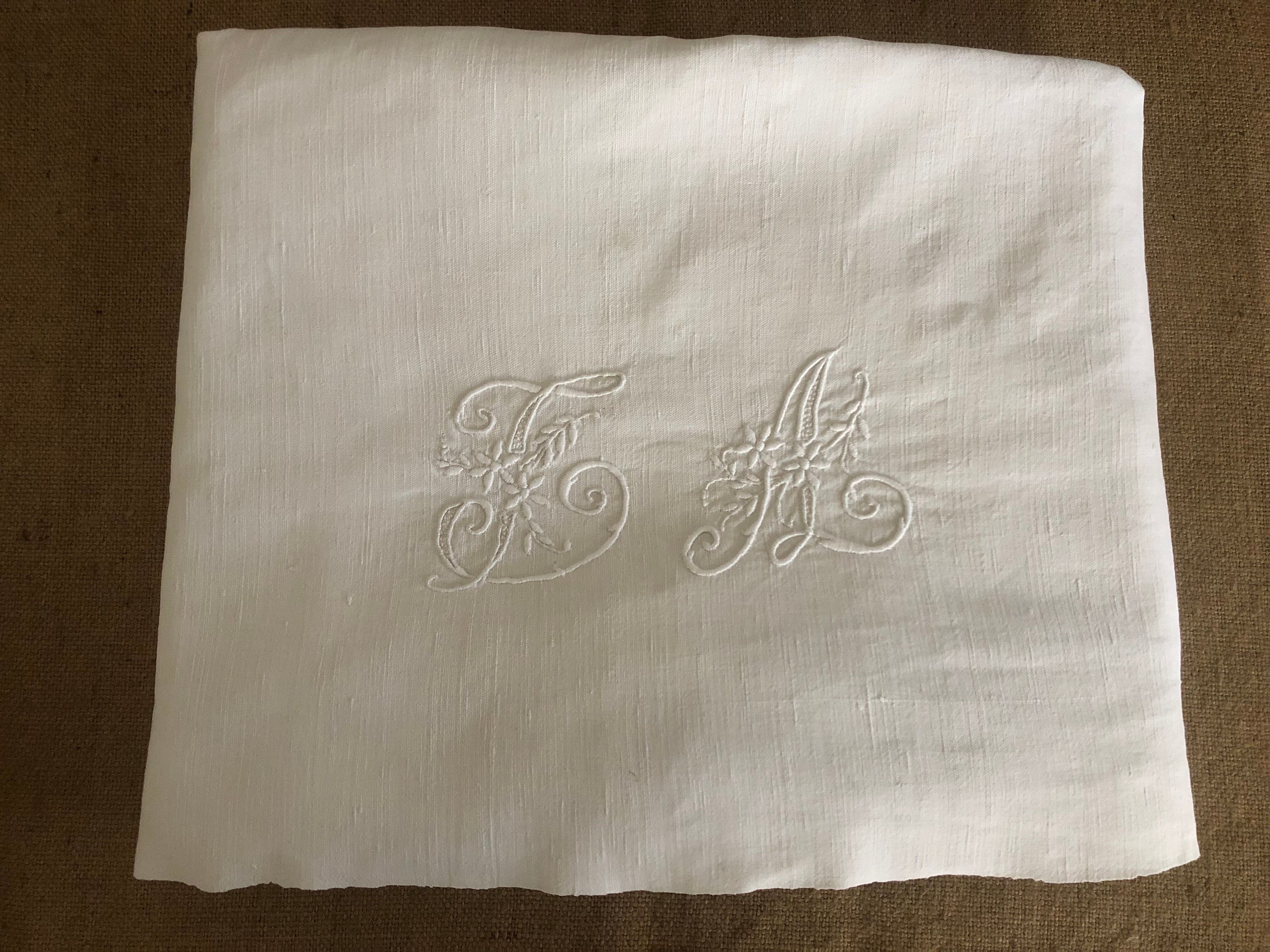 Old hemp cloth, MONOGRAM TA