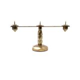 Brutalist brass pair of candle holders, France 1970