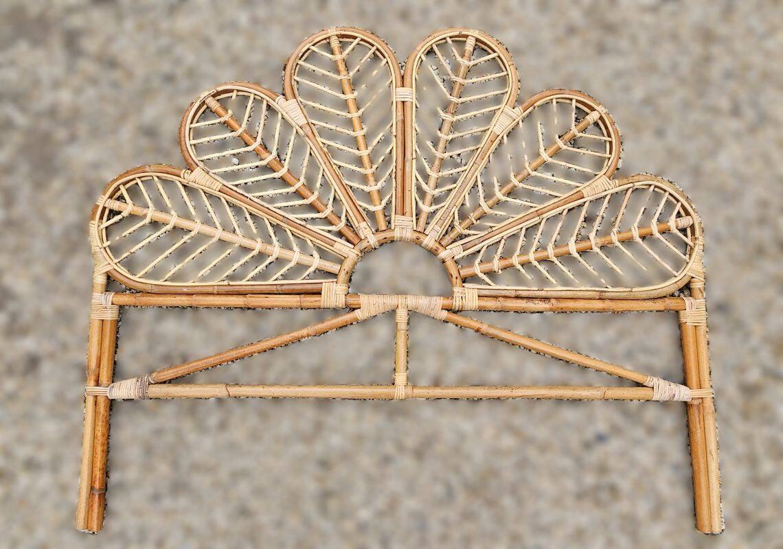 Peacock rattan headboard