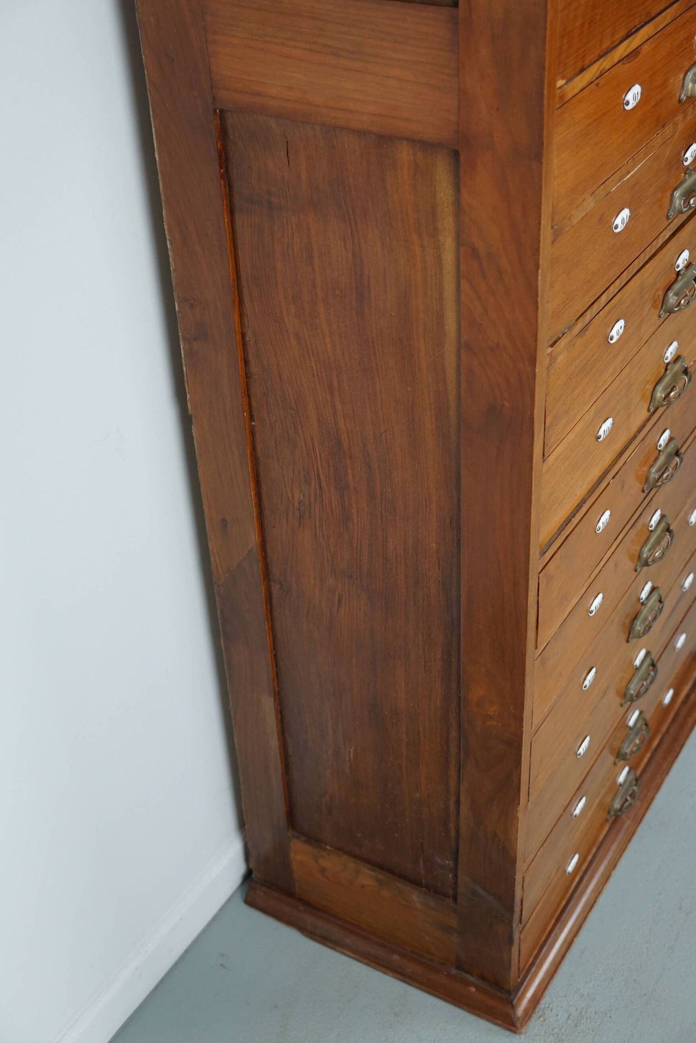 Very Tall Dutch Art Nouveau Walnut Apothecary Cabinet Barber Cabinet, 1900s