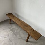 Brutalist bench in solid elm from the 50s