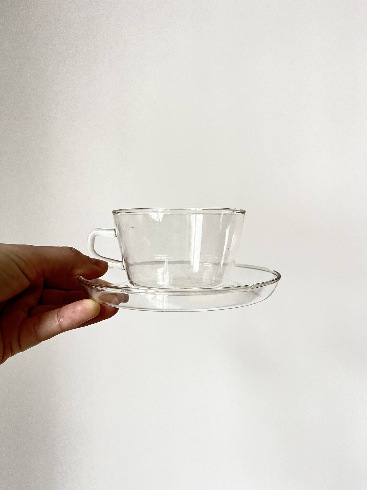 Vintage Glass Borosilicate Tea Set cups by Ilse Decho for Schott Jena, DDR