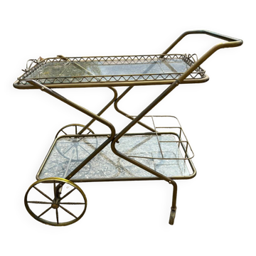 Desserte vintage en métal doré