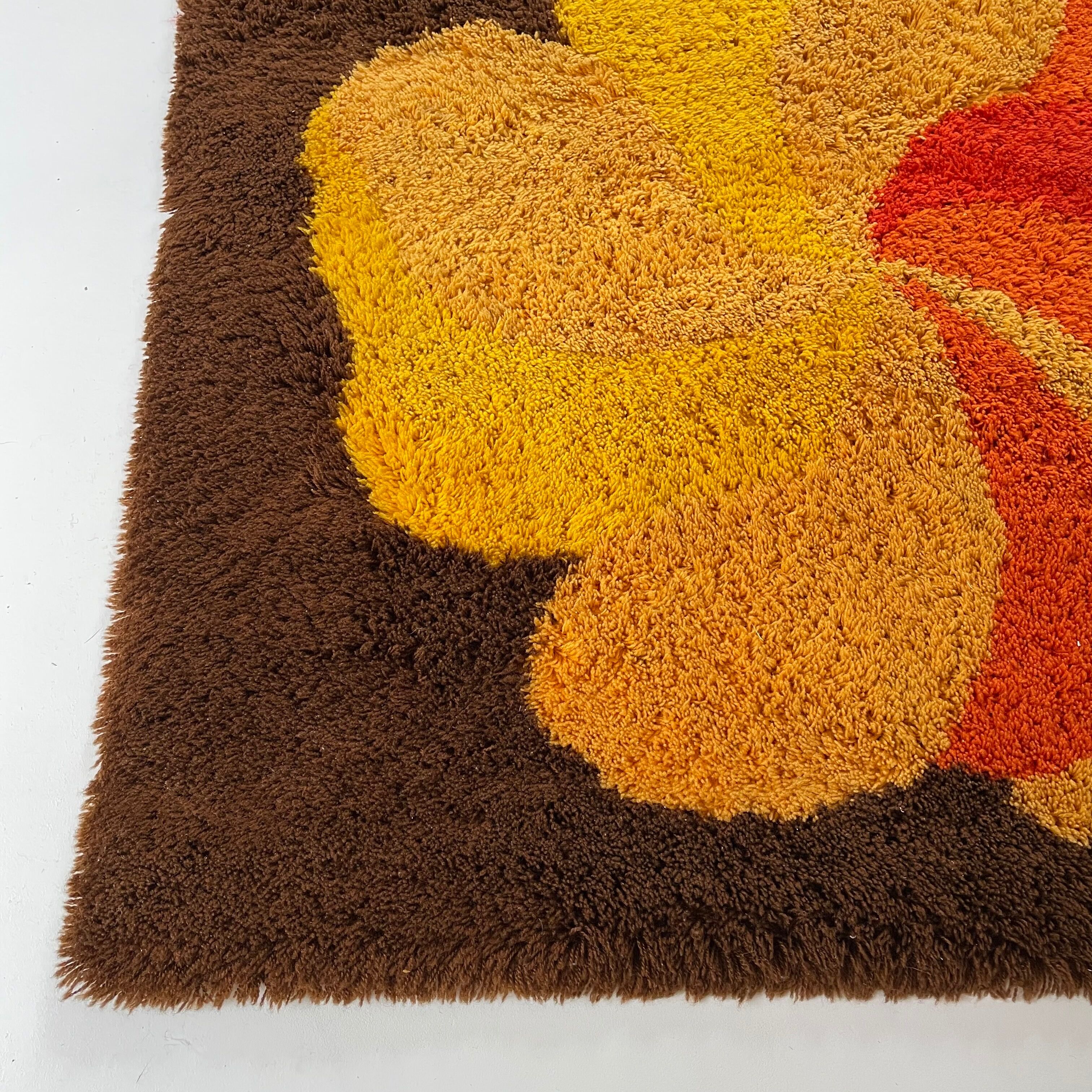 Multi-color vintage 1970s modernist high pile panton style rug, germany, 1970s