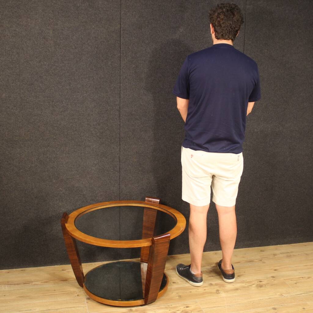 Table basse italienne en bois et verre, années 60