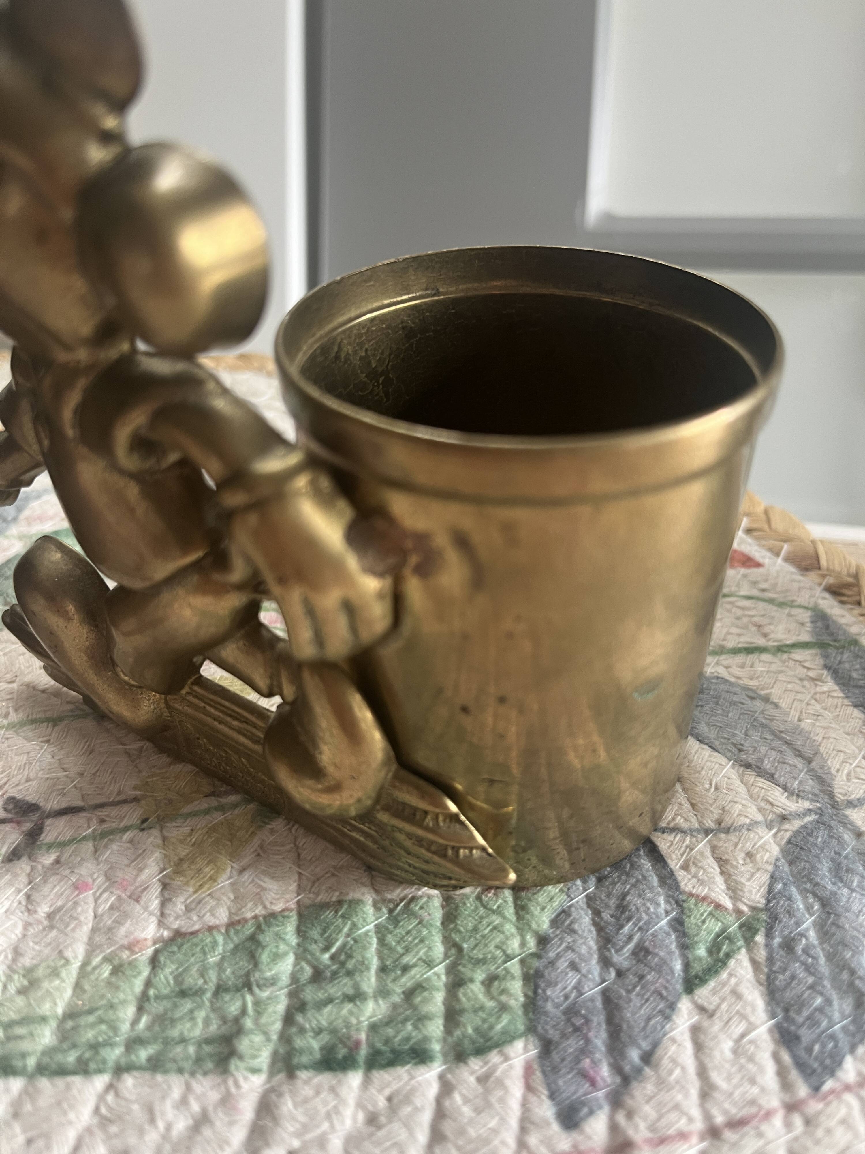 Rare brass yellow Disney pencil holders. 1960p