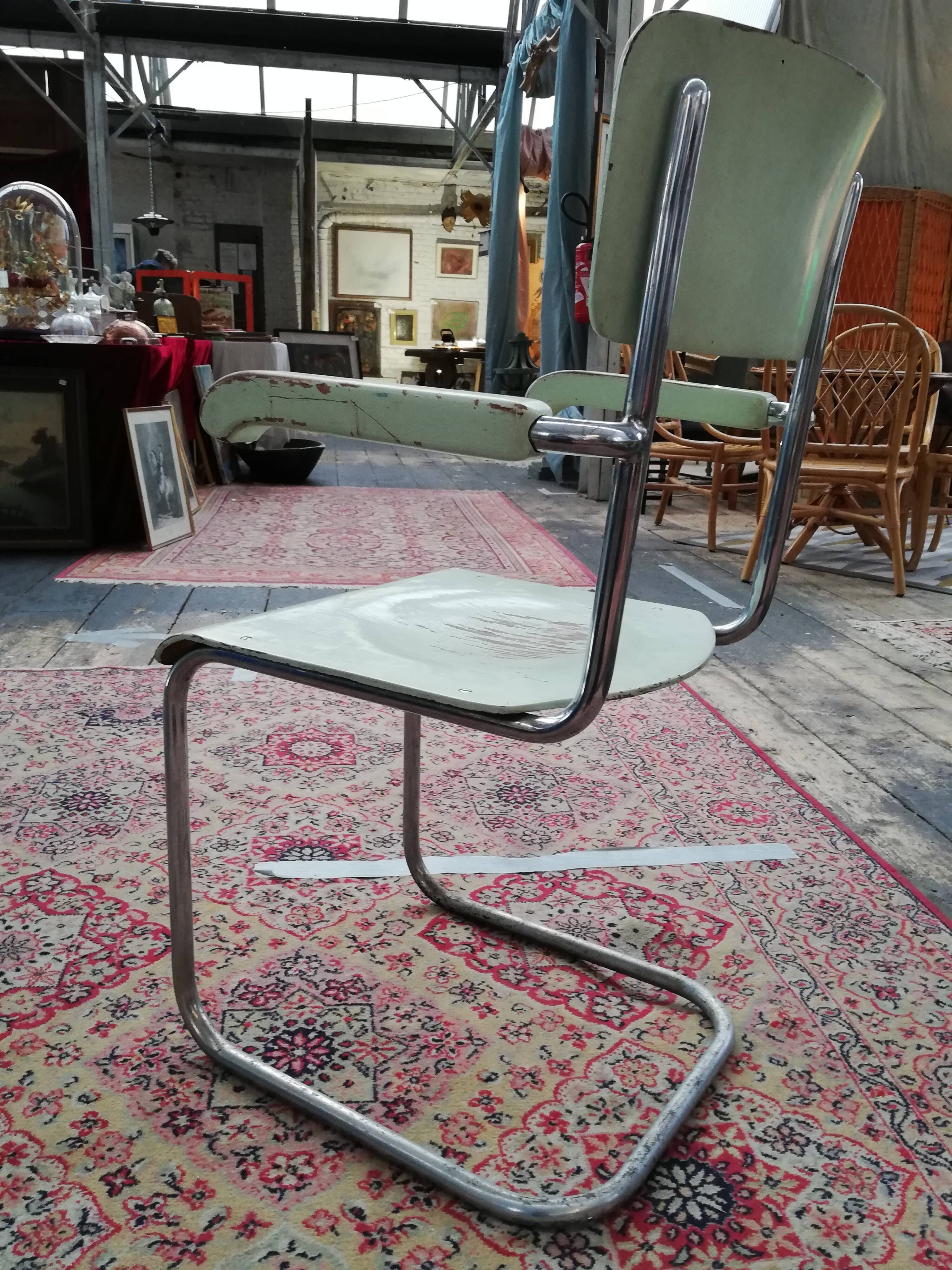 Czech armchair wood and chrome, Mart Stam, Konova 1940