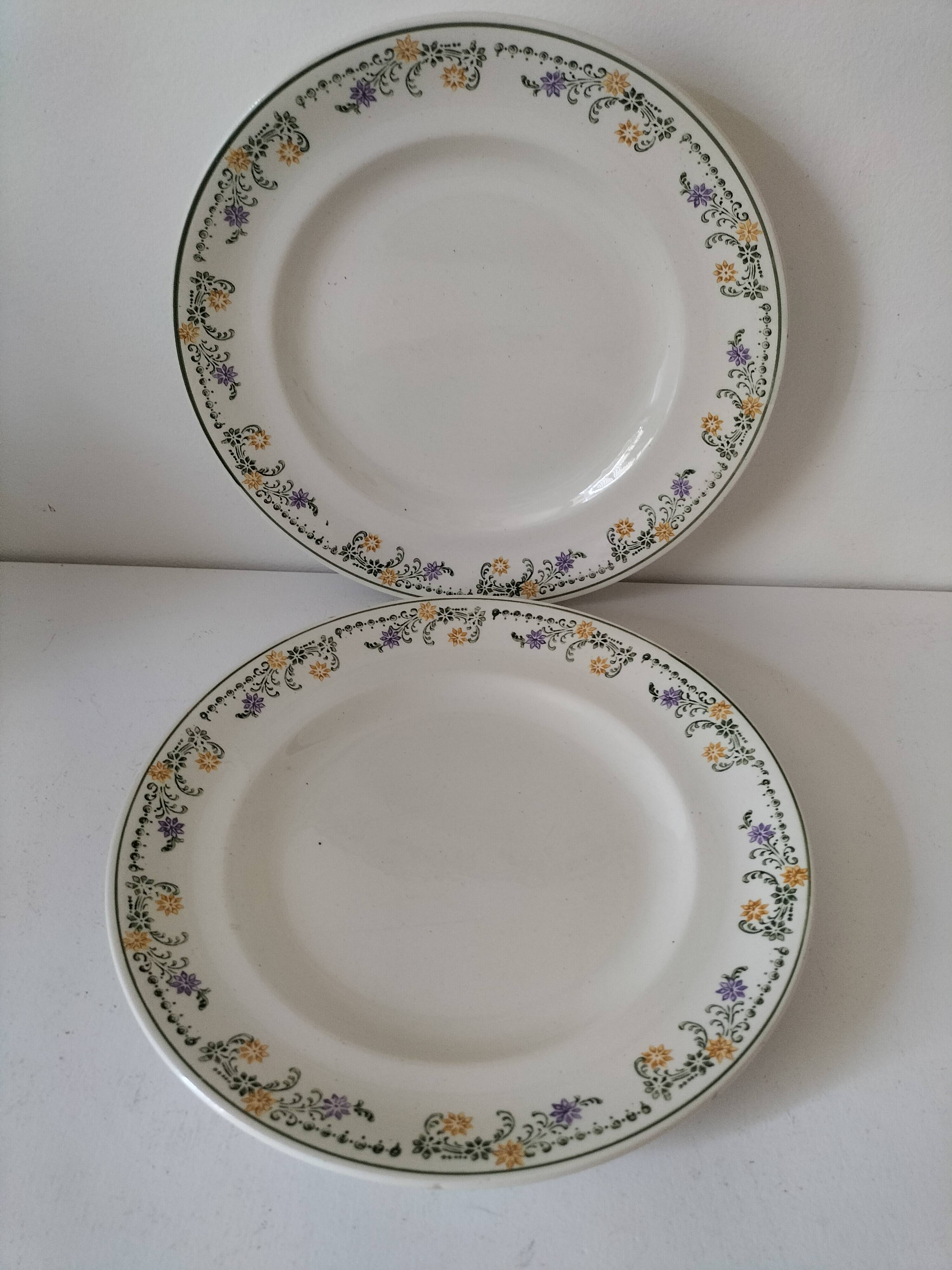 Pair of antique Longwy plates, Didier model, Circa 1870–1910