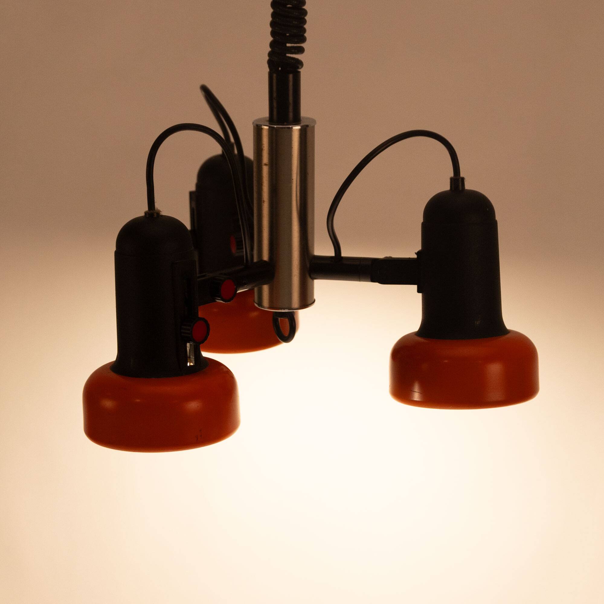 Orange 70s 3-Point adjustable Pendant Lamp