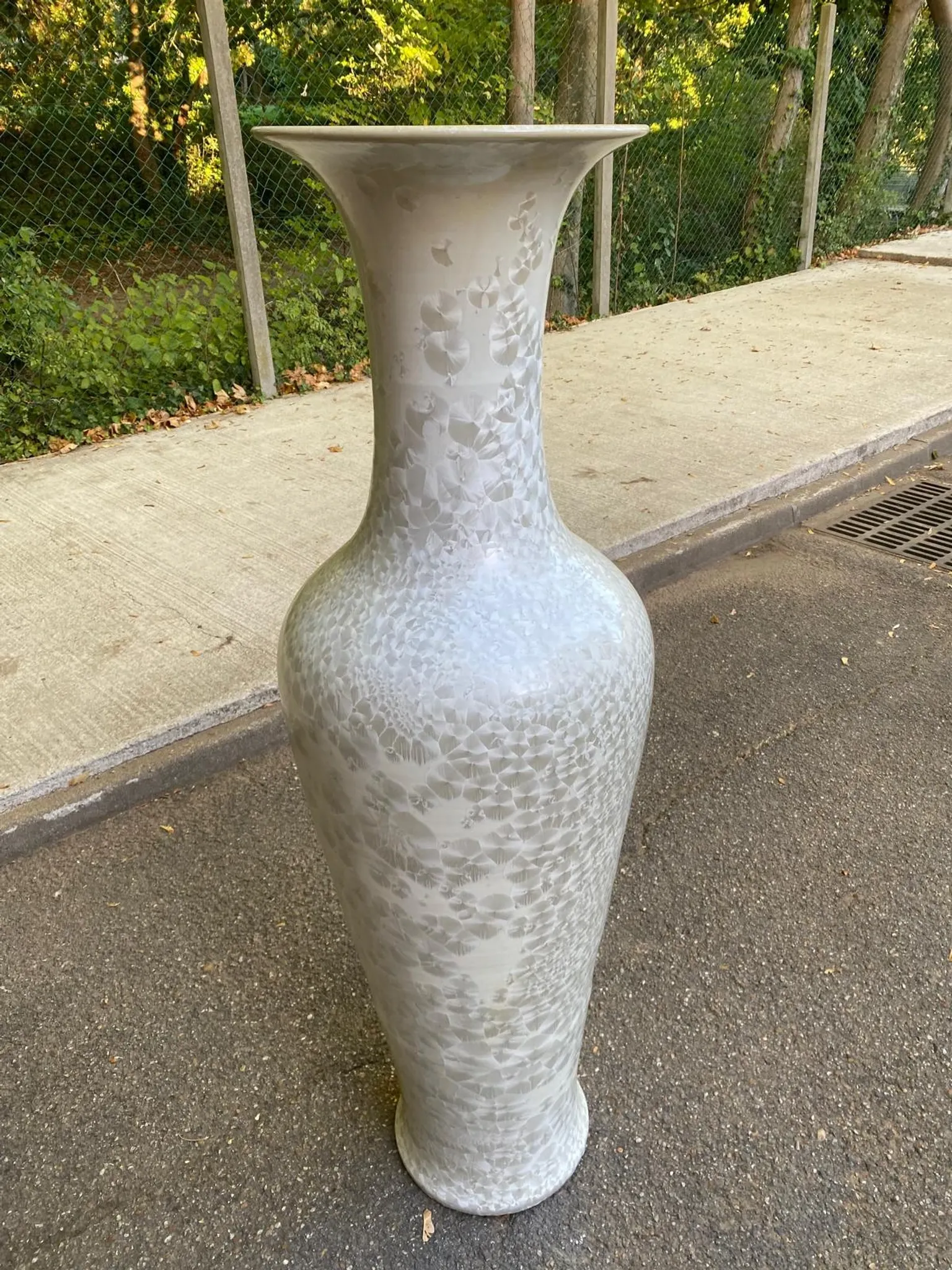 Large floor vase Amphora 137 cm ceramic with pearlescent crystallised glaze.