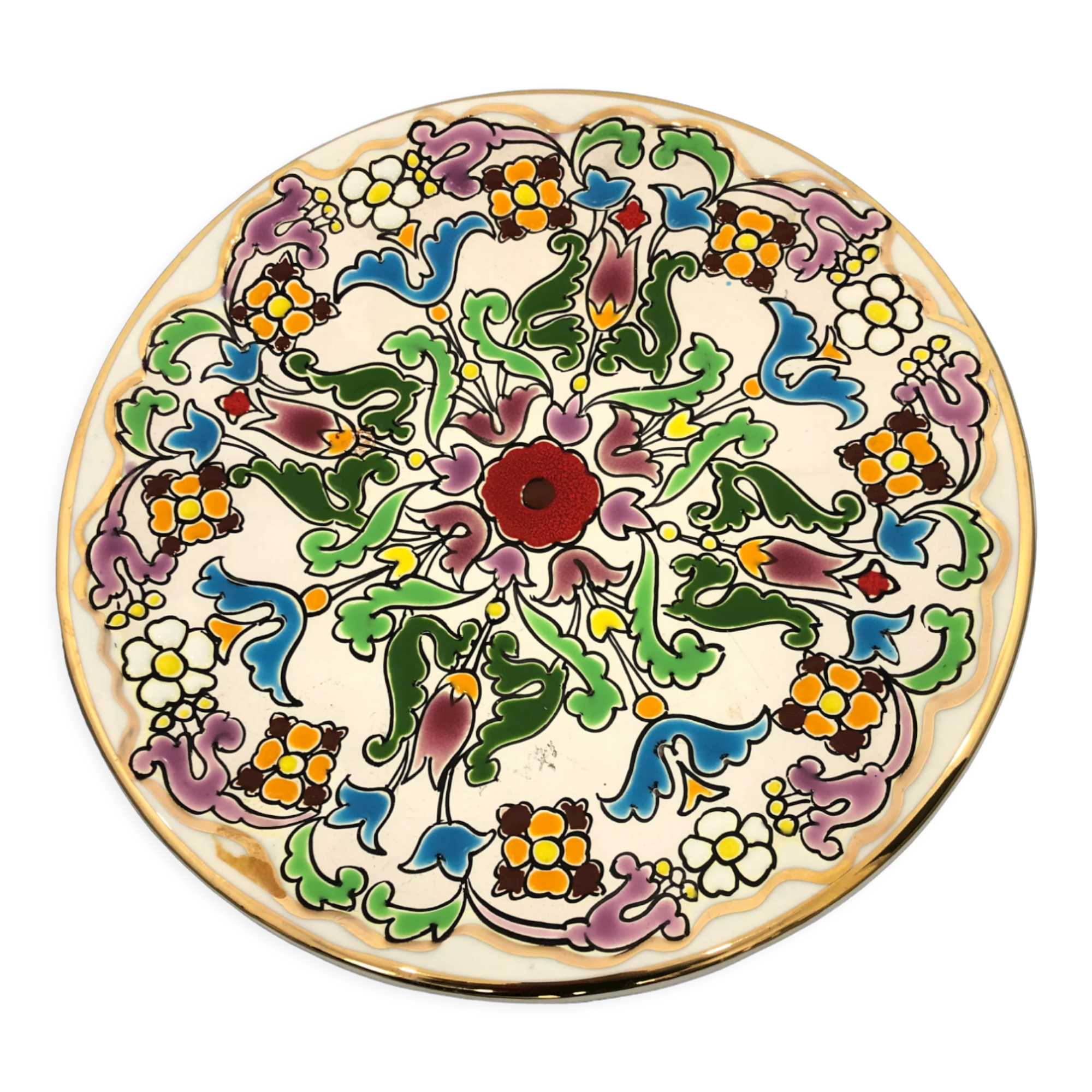 Decorative plate, made in spain floral, signed jose royo vilar, spain