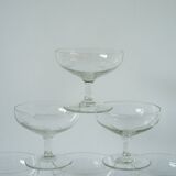set of 6 engraved crystal champagne glasses 1950 8 X 9.5 cm