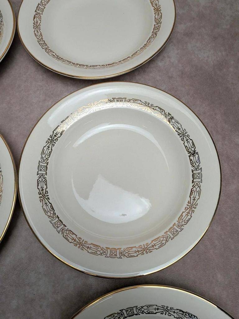 Lot de 6 assiettes creuses Villeroy & Boch – décor doré vintage