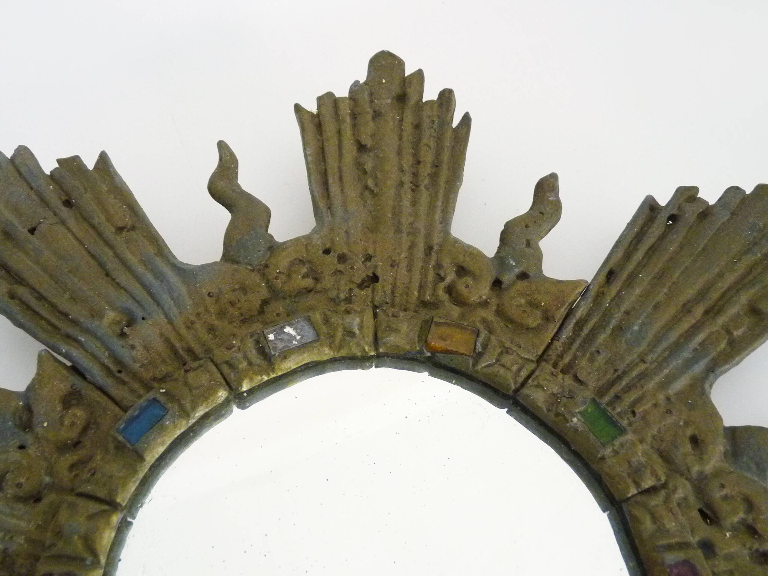 Old lead sun mirror Line Vautrin style Irena Jaworska 48 cm - 18.89 "