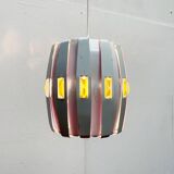 Metal pendant lamp and prism model in white mid-century by Werner Schou for Coronell Elektro, Denmark, 1960s.