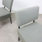Mid-century Bauhaus Style Easy Chairs in Grey Fabric