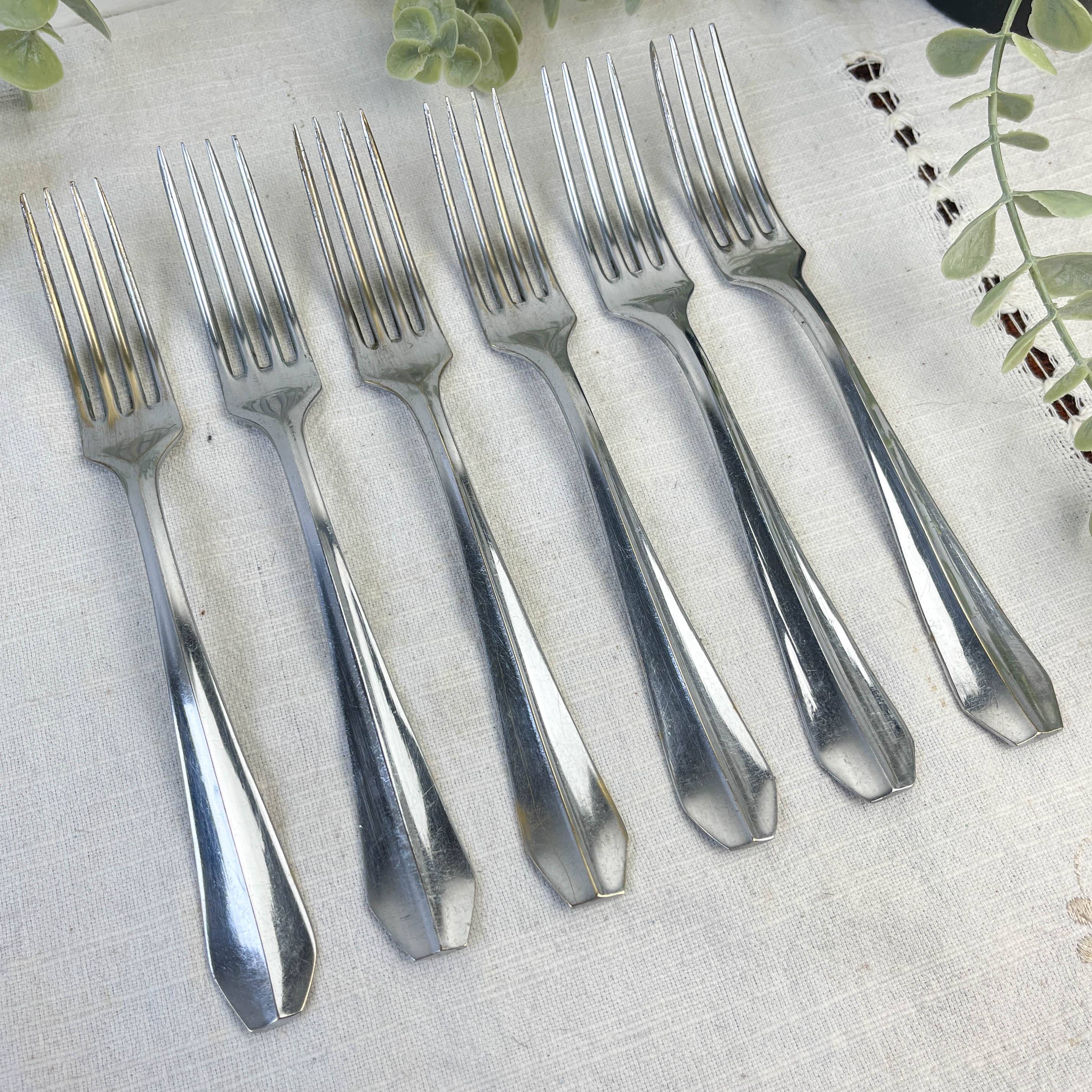 6 vintage stainless steel forks vlm italia