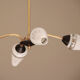 Suspension chandelier brass 4 branches tulips glass 1950 1960