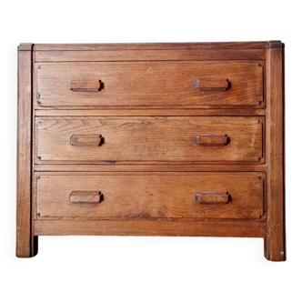 Art Deco chest of drawers in solid oak