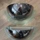 Pair of Bahag wall lights, chrome half-spheres on curved glass, 1980s