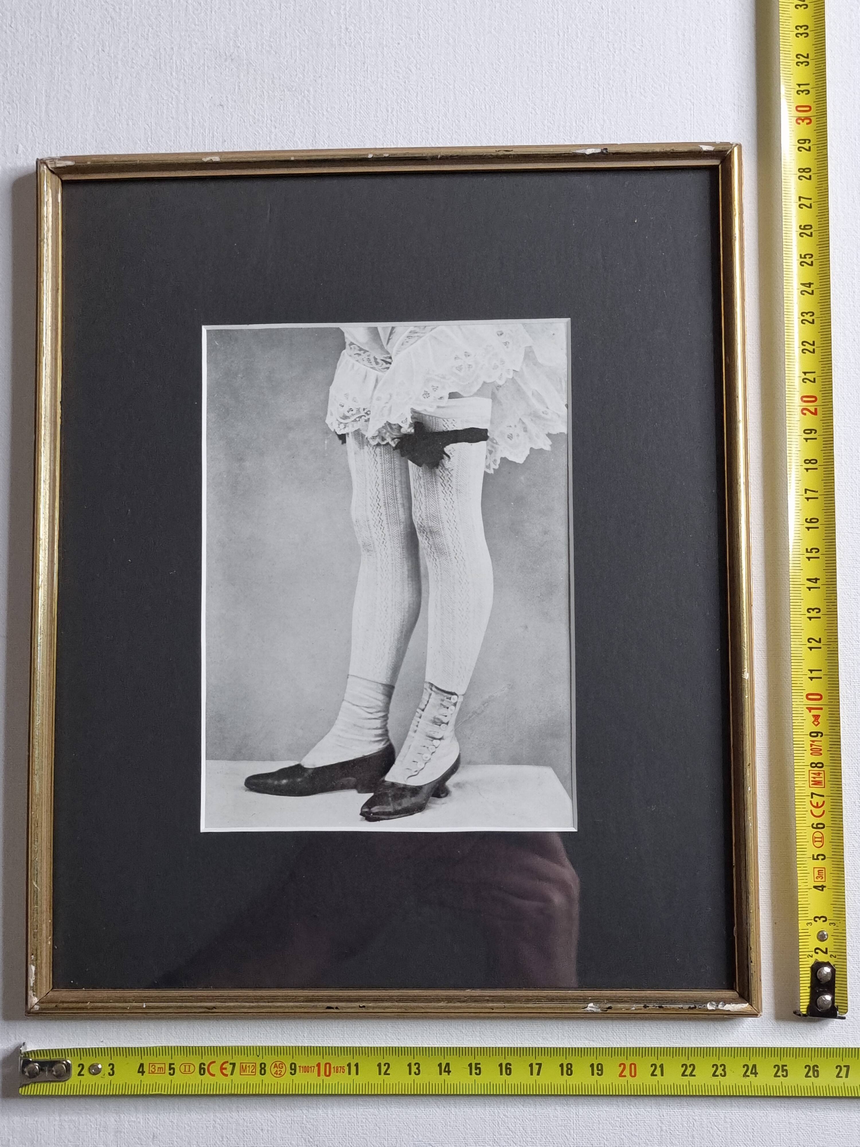 Original photogravure on glossy paper, Model in stockings and shoes 1900