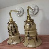 Pair of vintage marbled opaline wall sconces