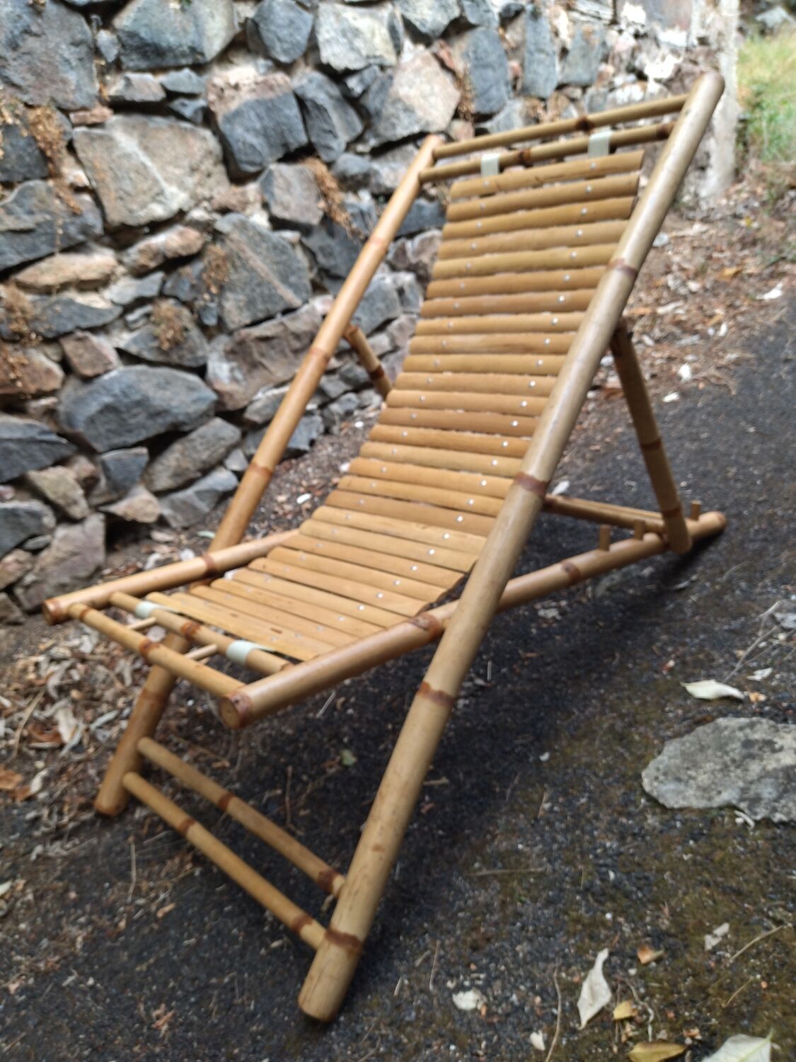 Chaise longue en bambou vintage
