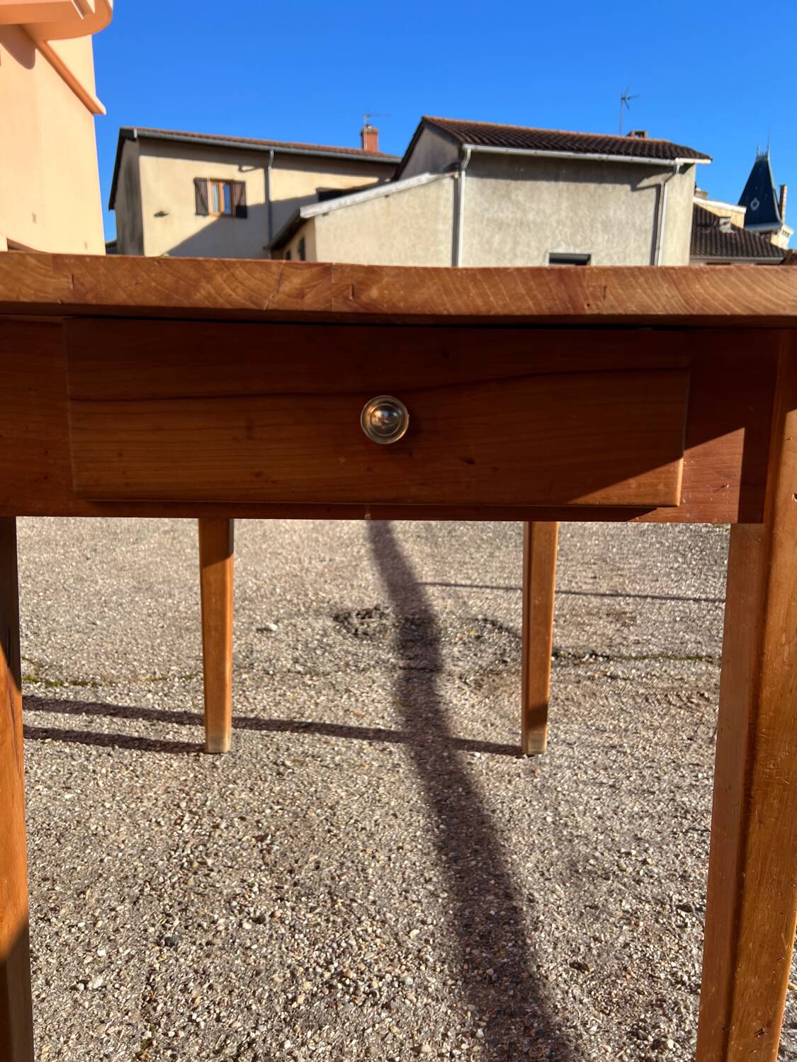 Solid wood table with side drawers